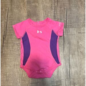 Under Armour Baby Girls Bodysuit Pink Purple Short Sleeve 6/9 Months